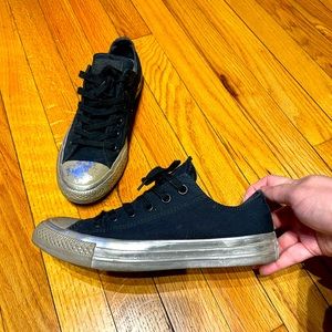 ✈️Limited Edition Pewter Metallic Shiny Classic Low top Unisex Bicolor silver